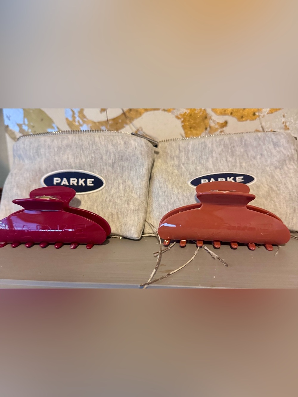 PARKE Large Hair Claw Clip - lot of 2 (crimson & burnt orange)